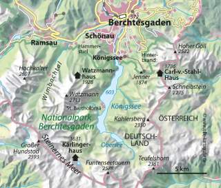 Karte der Region Berchtesgaden mit Königssee und Watzmann